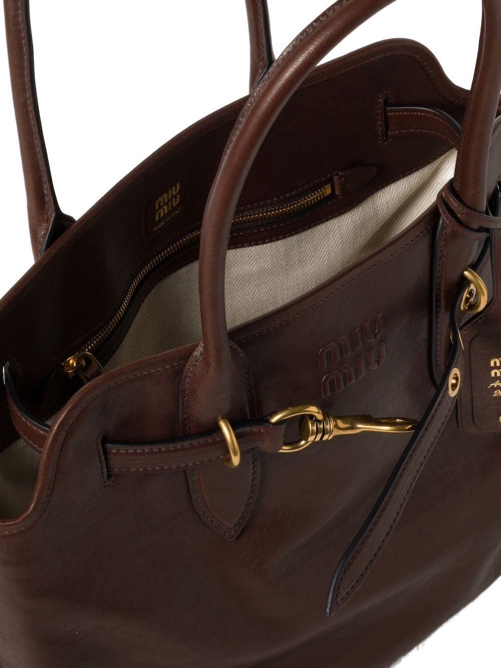 Miu Miu Leather Tote Bag Navy