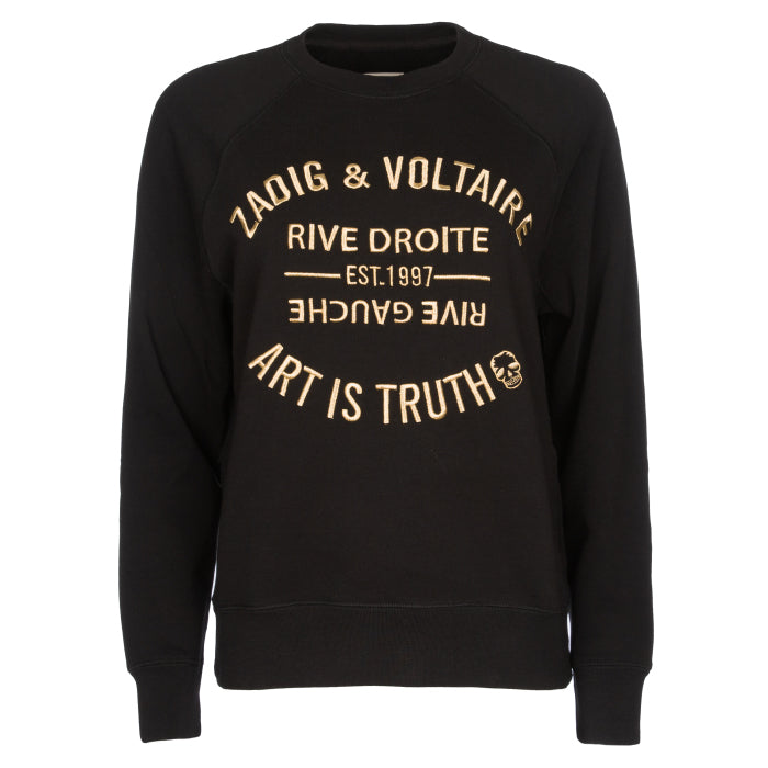 Zadig&Voltaire Women's Black Fleece-Lined Crewneck Sweatshirt SJTS7106F