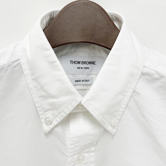 THOM BROWNE Tricolor Grosgrain Armband Oxford Long-Sleeve Shirt White