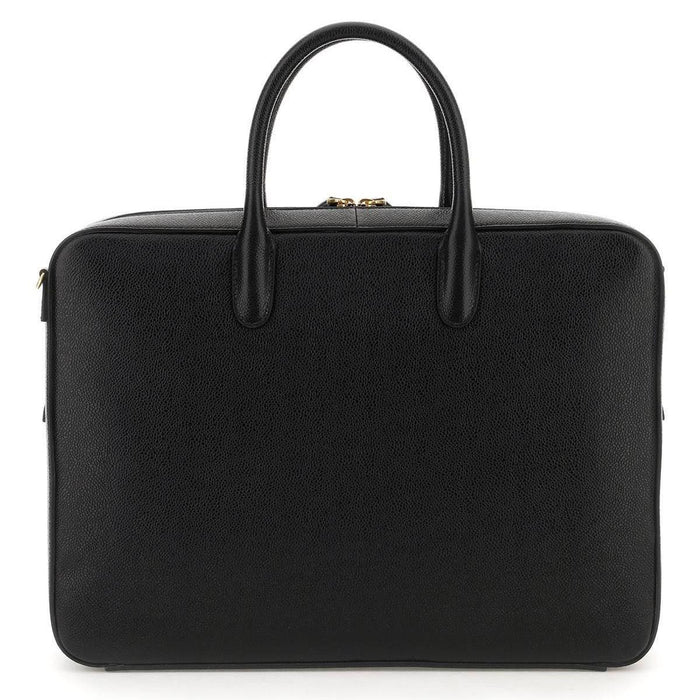 THOM BROWNE Black Leather Business Briefcase Laptop Bag MAG410A 00198 001