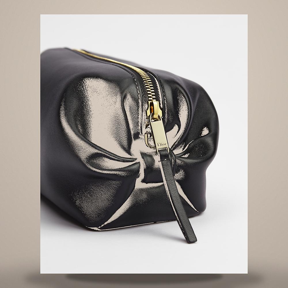 DIOR Bow Pouch Black Supple Lambskin Crossbody Bag S3900OQWC M900