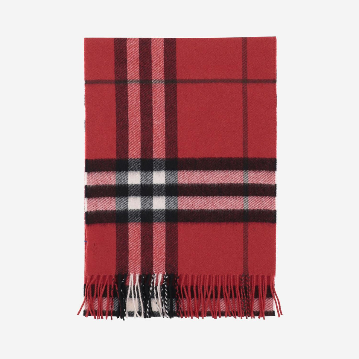 BURBERRY Red Check Wool Scarf