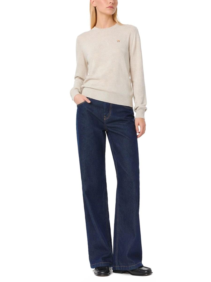 Maison Kitsune Wool Blend Crewneck Knit Sweater Women’s Navy