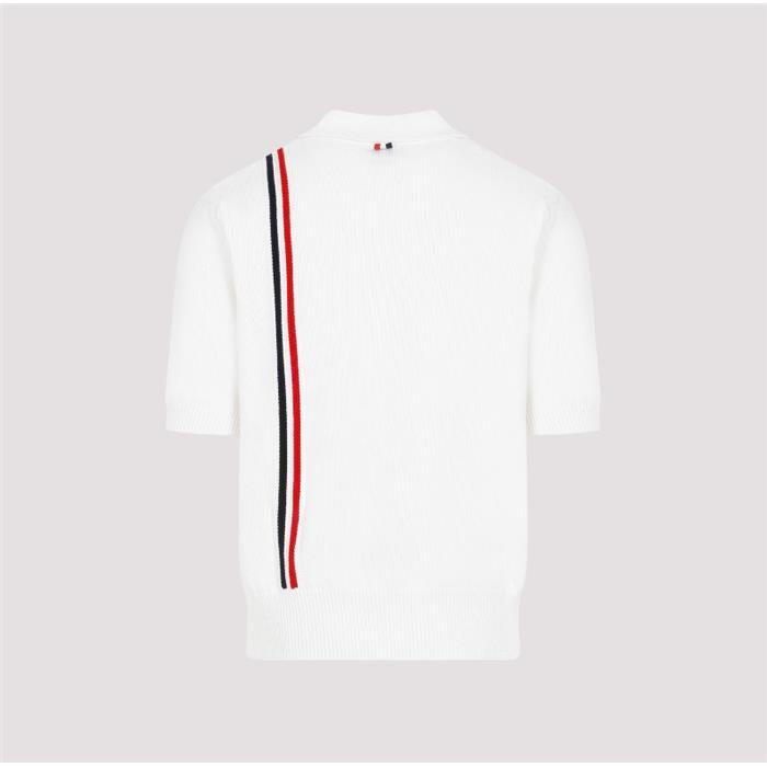 THOM BROWNE Stripe Knit Short-Sleeve Polo T-Shirt MKP111A