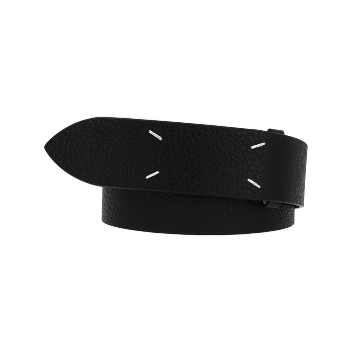 Maison Margiela Stitch Grain Leather Belt Black Unisex