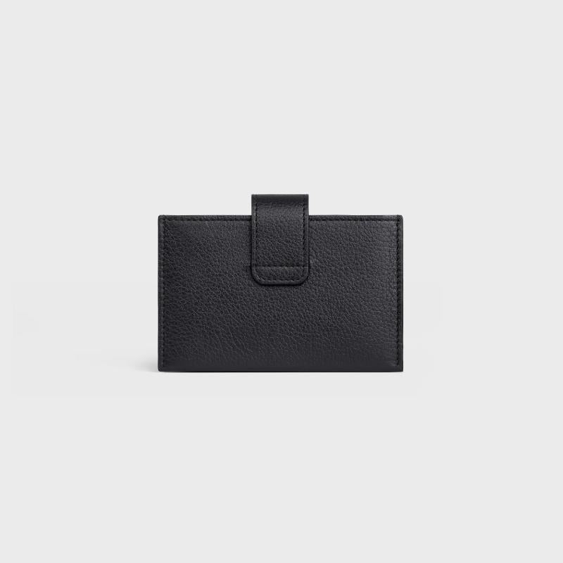 CELINE Black Supple Grained Calfskin Accordion Card Holder