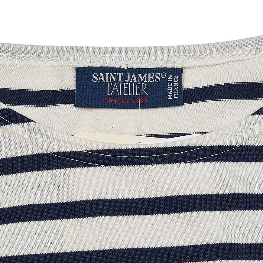 Saint James Ecru/Navy Stripe Etoile Short Sleeve T-Shirt Women
