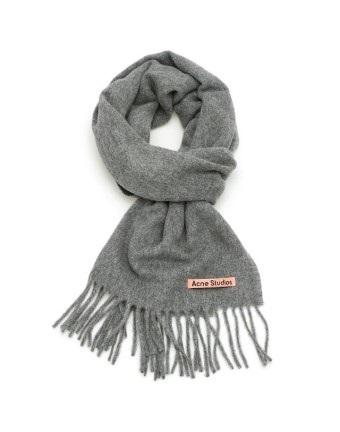 Acne Studios Grey Melange Fringe Wool Skinny Scarf CA0218 990