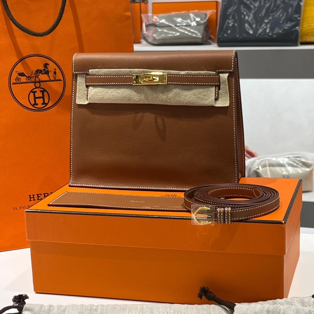 HERMES Kelly Dance Crossbody Bag Gold Color with Gold Hardware