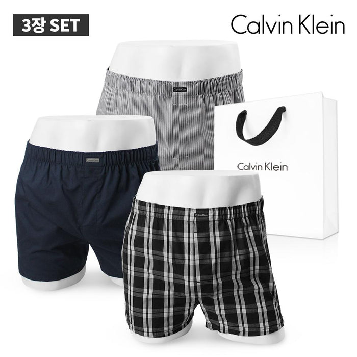 Calvin Klein Men’s Cotton Trunk Underwear 3-Pack with Gift Bag NB4006