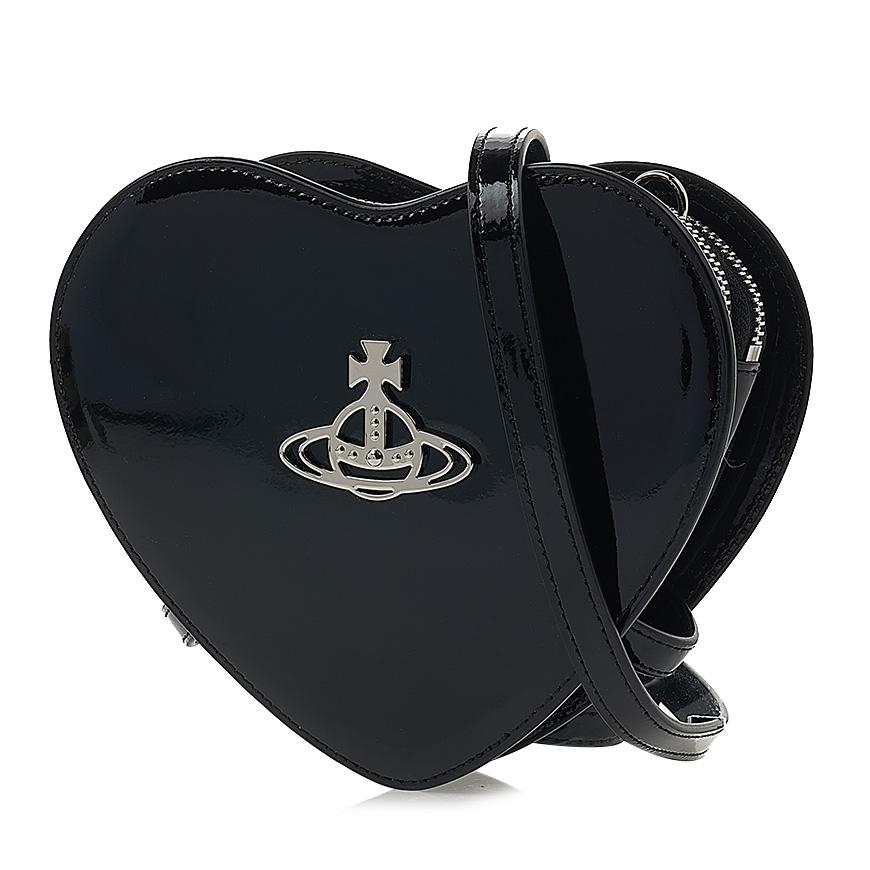 Vivienne Westwood Louise Heart Crossbody Bag Black Leather
