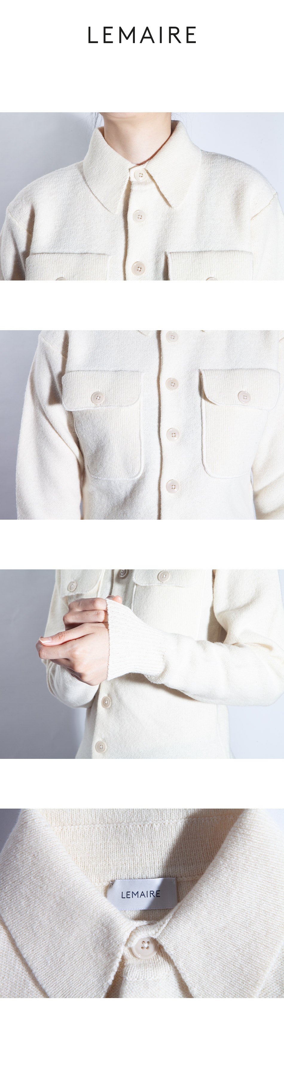 Lemaire Women's Soft Shetland Wool Fitted Cardigan KN685 LK107 WH048