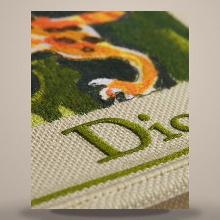 DIOR Beige Multicolor Embroidered Book Tote Medium Strap Bag Cr 1BTSH299JAR H166