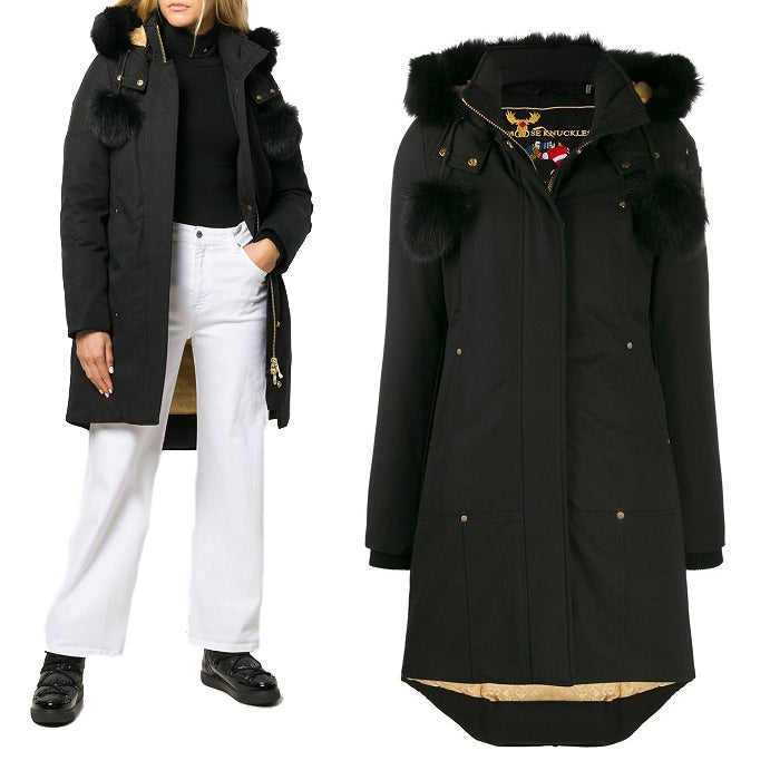 Moose Knuckles Grand Metis Gold-Button Puffer Coat Black