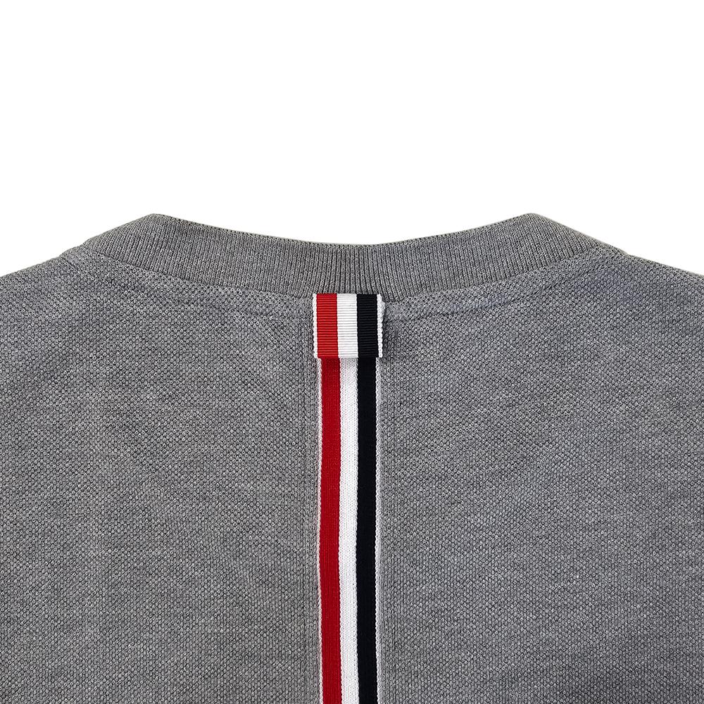 THOM BROWNE Back Triple Stripe Short Sleeve T-Shirt Gray Cotton