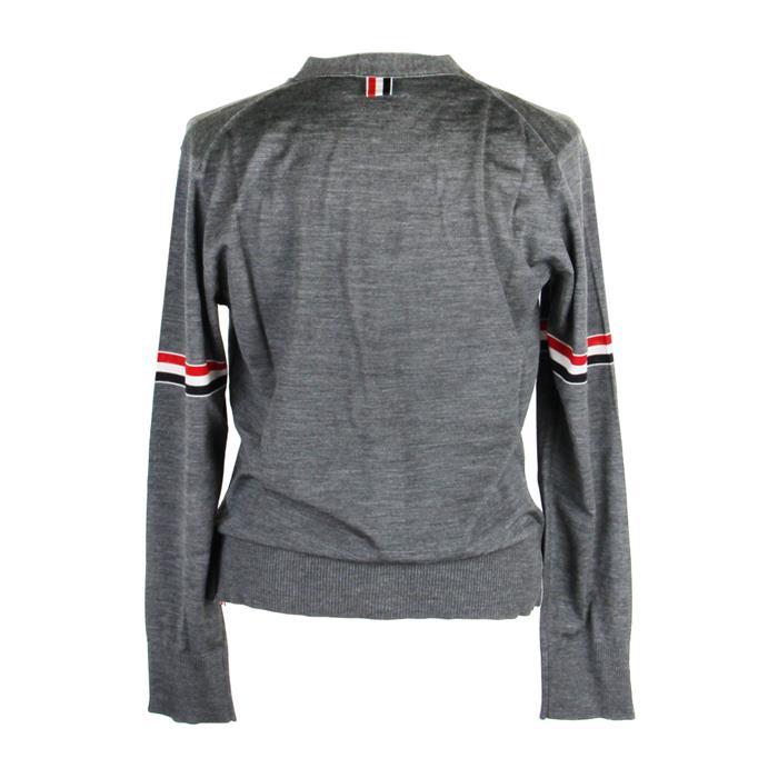THOM BROWNE Fine Merino Stripe Relaxed V-Neck Cardigan