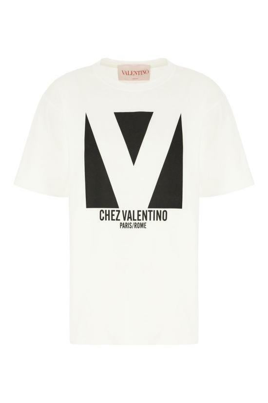 VALENTINO Chez Valentino Print Jersey Cotton T-Shirt White