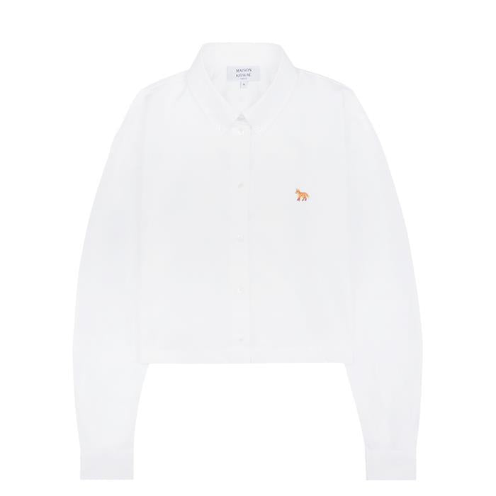 Maison Kitsune Baby Fox Crop Shirt White Cotton Women’s