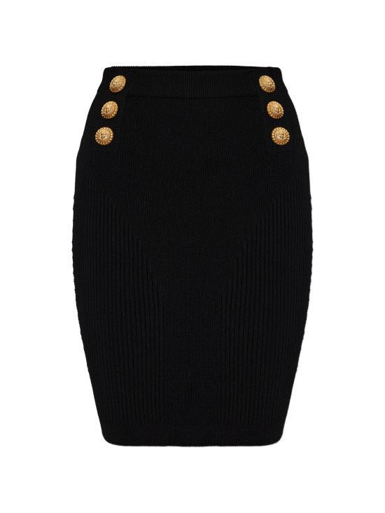 Balmain Black Midi Skirt GF1LCB11 KJ440PA