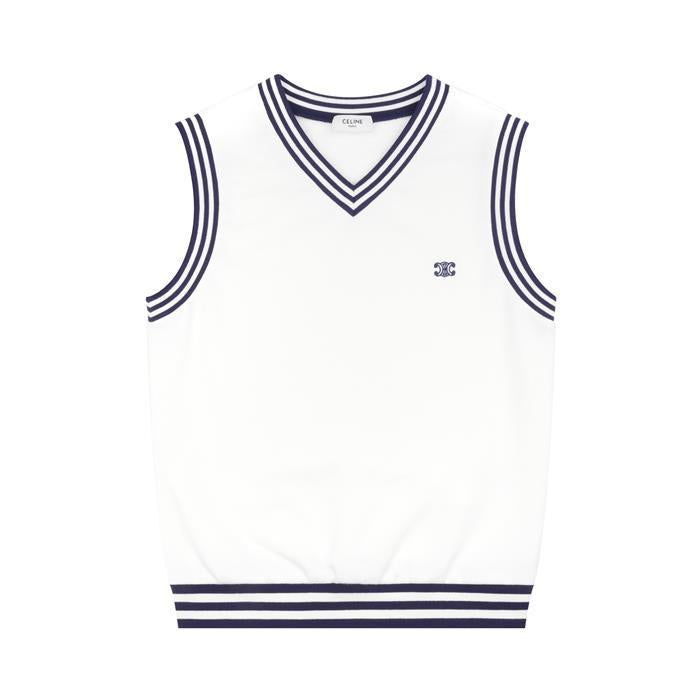 CELINE Triomphe V-Neck Sleeveless Knit Vest RY08Z670Q 01MA