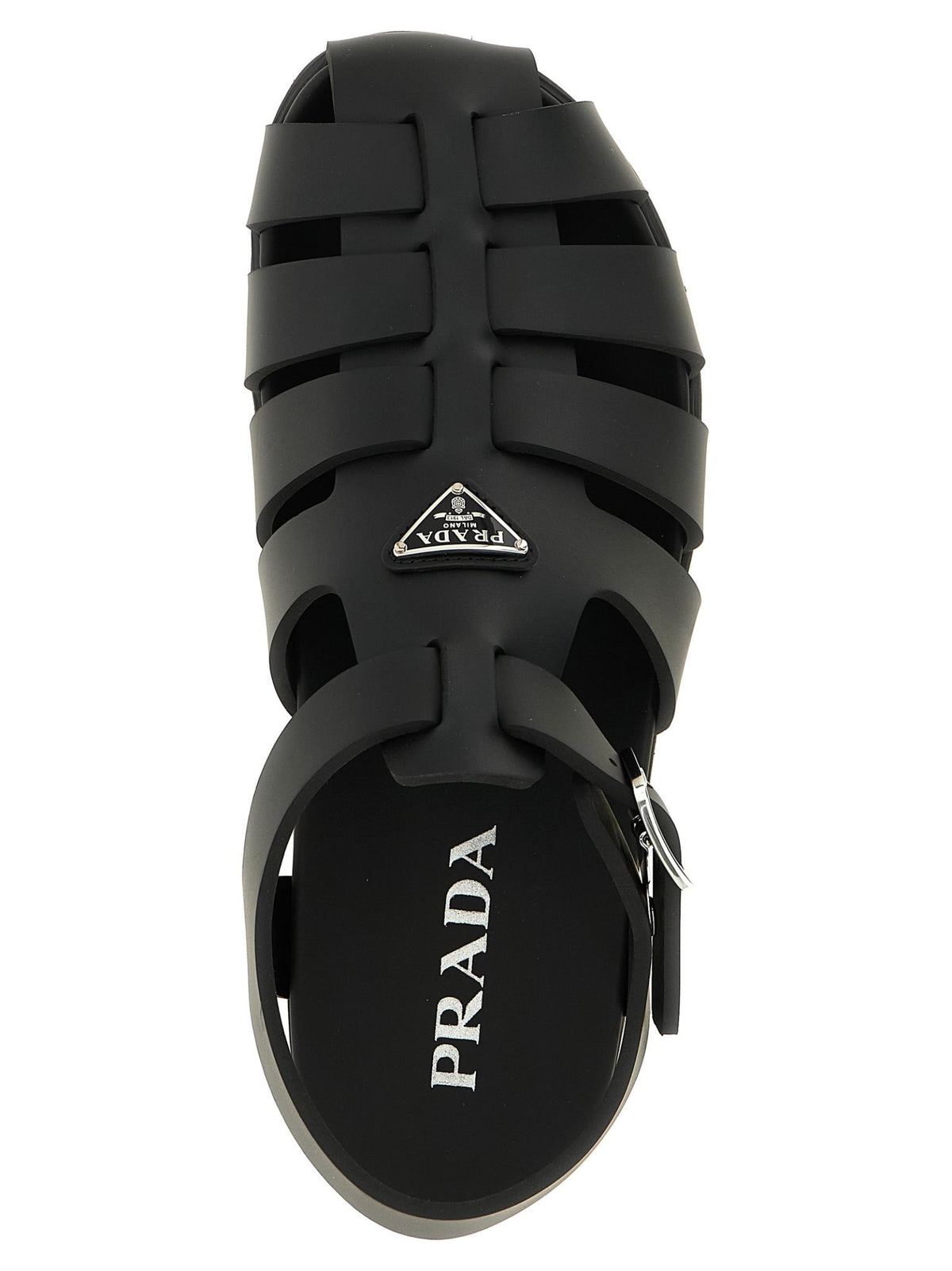 PRADA Black Leather Strappy Sandals Men