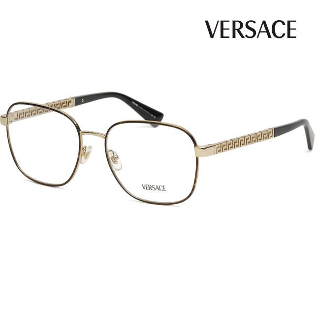 Versace Havana Gold Metal Square Unisex Eyeglass Frames VE1290 1499