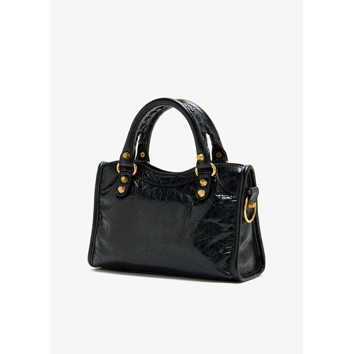 BALENCIAGA Le Cagole Mini Leather Tote Bag Black