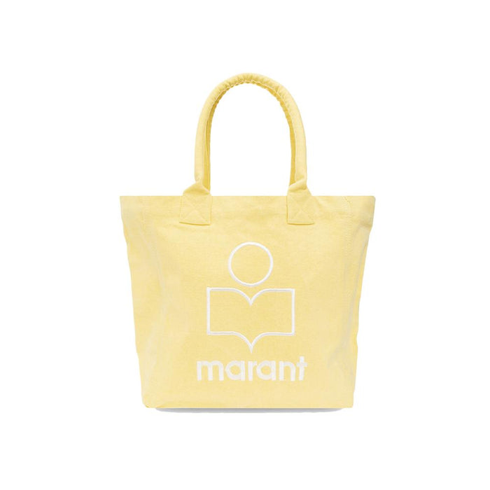 Isabel Marant YENKY Small Tote Bag Beige Canvas Leather Trim
