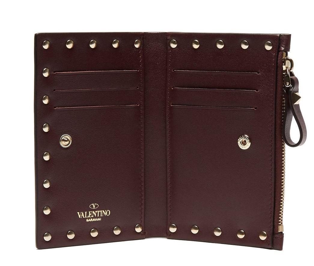 VALENTINO Rockstud Leather Zip Card Case Card Holder SW2P0605BOL