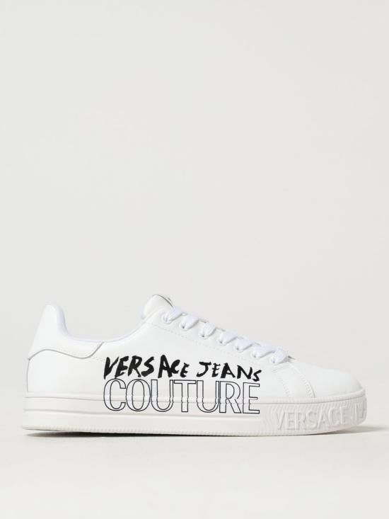 Versace Black Leather Low-Top Sneakers for Men 78YA3SKCZPB03003 WHITE DOM