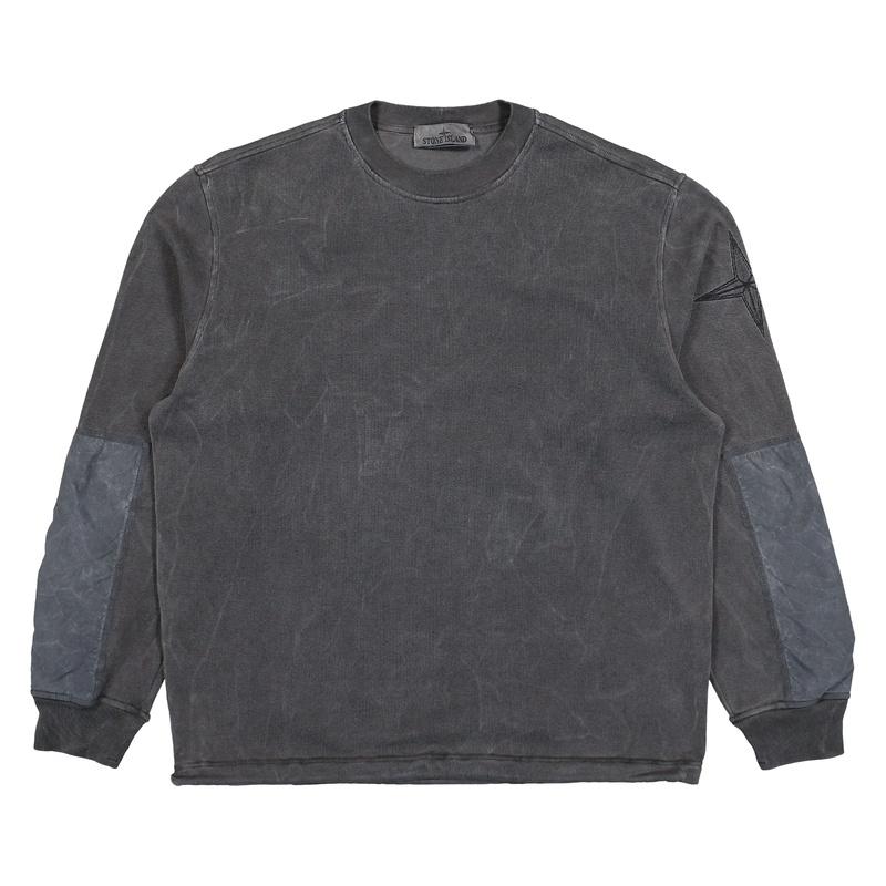 STONE ISLAND Vanisé Cotton Jersey Crewneck Sweatshirt Black Men