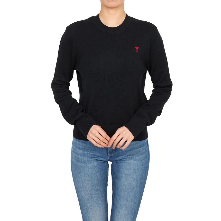 AMI Women’s Round Neck Knit Sweater FKS826 001 009