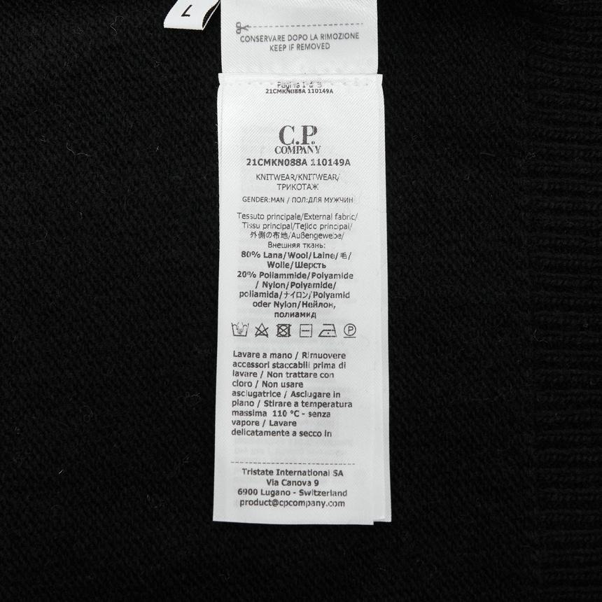 CP Company Men’s Zip-Up Knit Cardigan Black