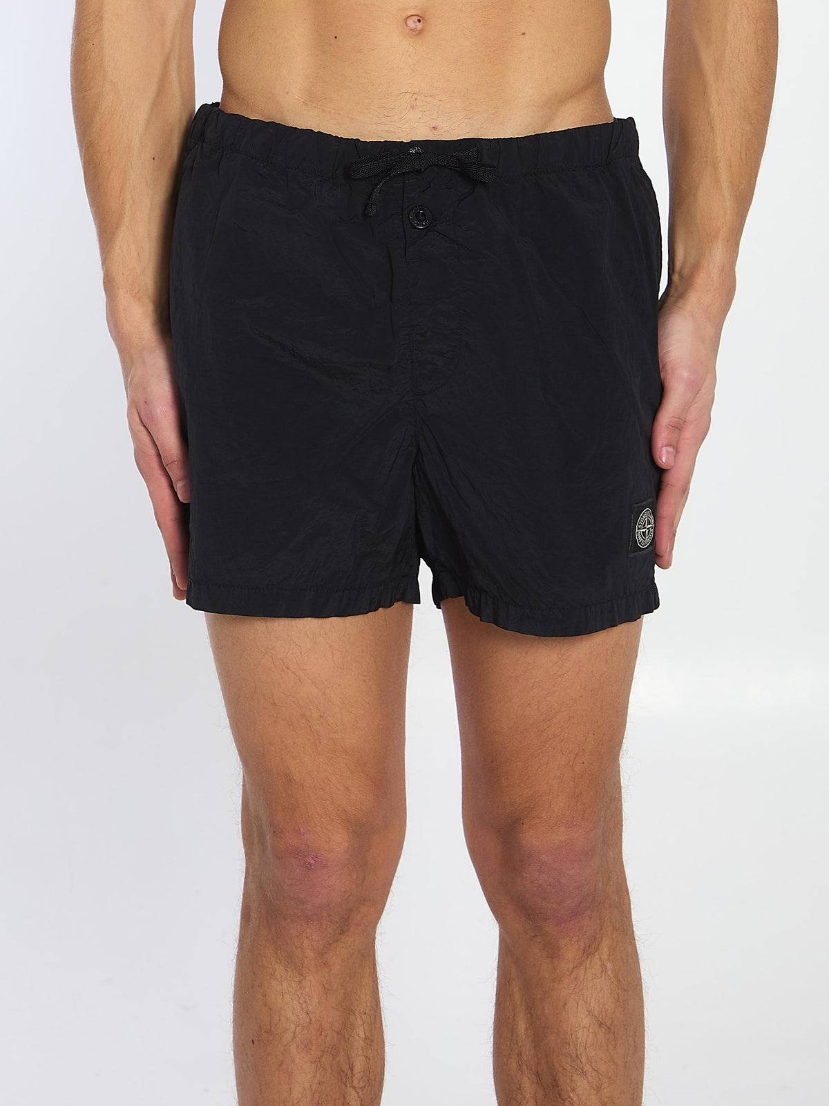 STONE ISLAND Black Nylon Swim Shorts K1S15 B100006 S0043 V0029