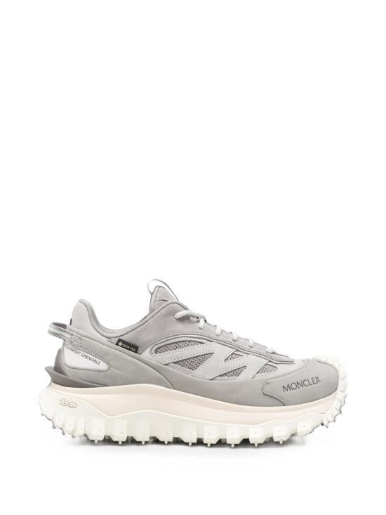 Moncler Grey Leather Low-Top Sneakers for Men
