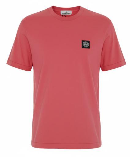 STONE ISLAND Logo Patch Mens Short Sleeve T-Shirt Deep Pink