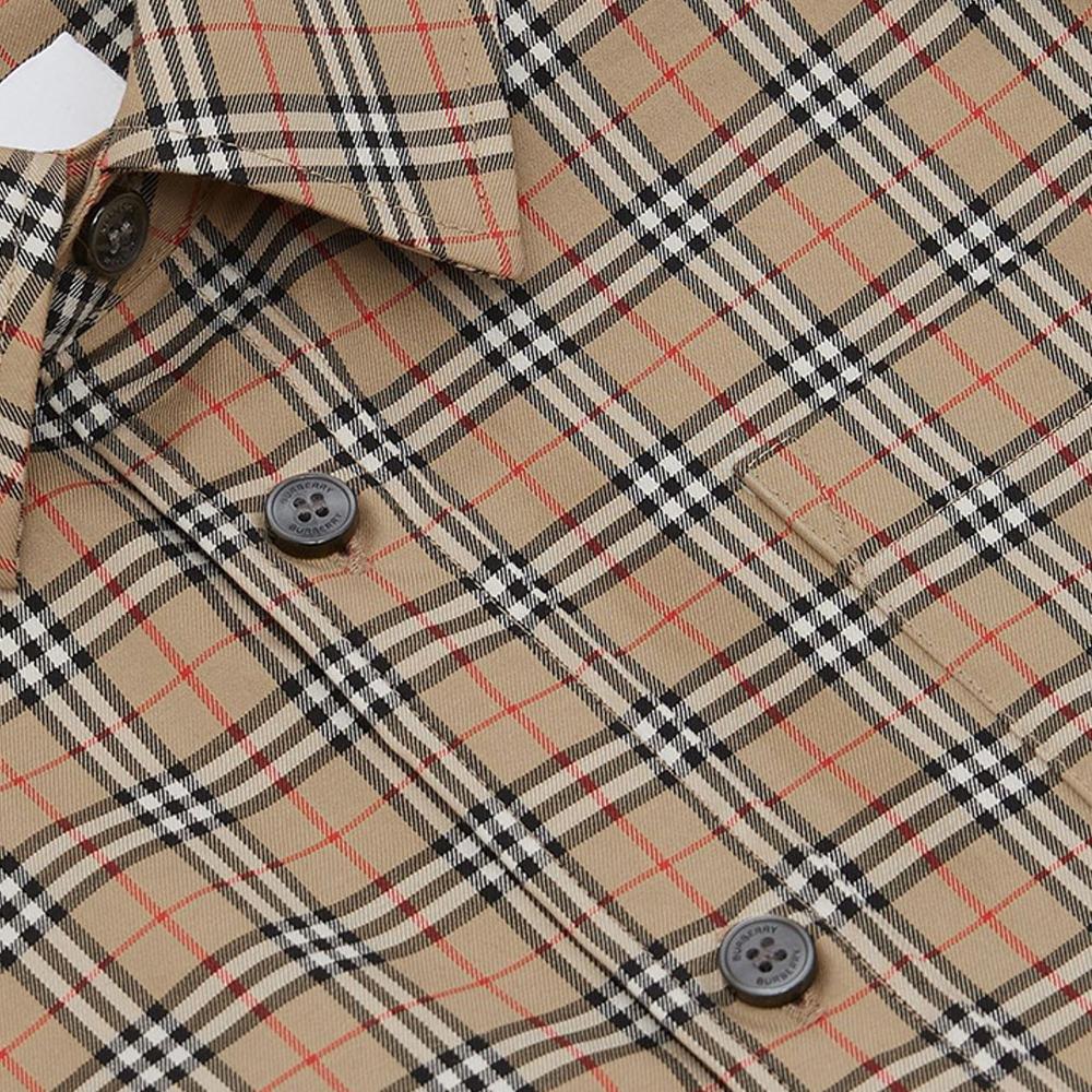 BURBERRY Check Print Long Sleeve Cotton Shirt for Women