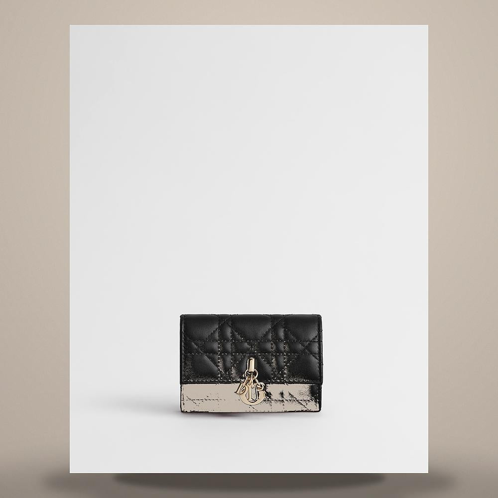 DIOR My Dior Glycine Black Cannage Lambskin Card Holder