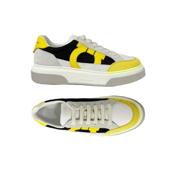 Ferragamo Gancini Cut Sneakers Optic White Low-Top Men's 0770029