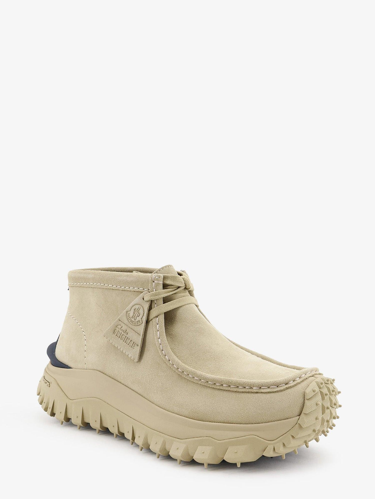 Moncler Black Leather Lace-Up Combat Boots for Men