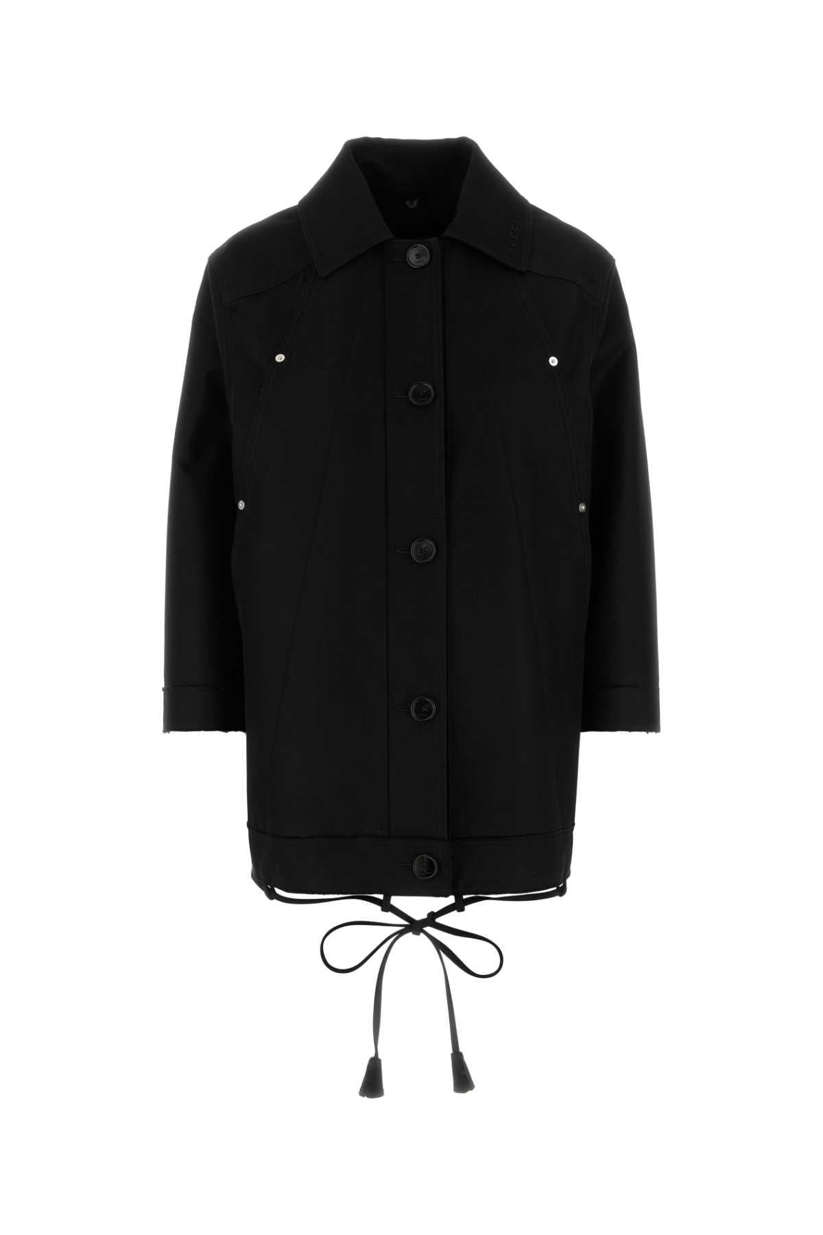 GUCCI Black Cotton Trench Coat
