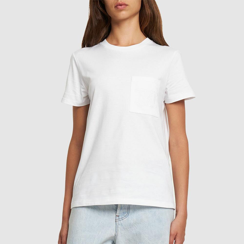 Max Mara PAPAIA Embroidered Logo Short Sleeve T-Shirt White 1946014106001
