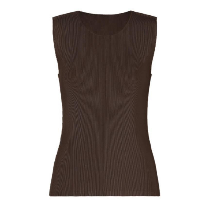 PLEATS PLEASE Mist Dark Brown Sleeveless Tank Top FK29147