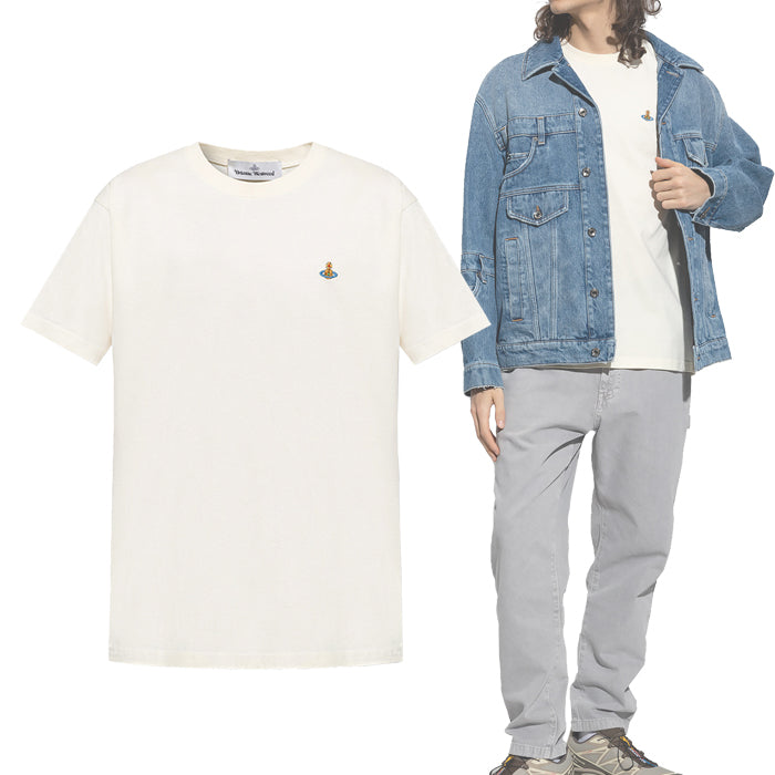 Vivienne Westwood Logo T-Shirt Navy Cotton Mens