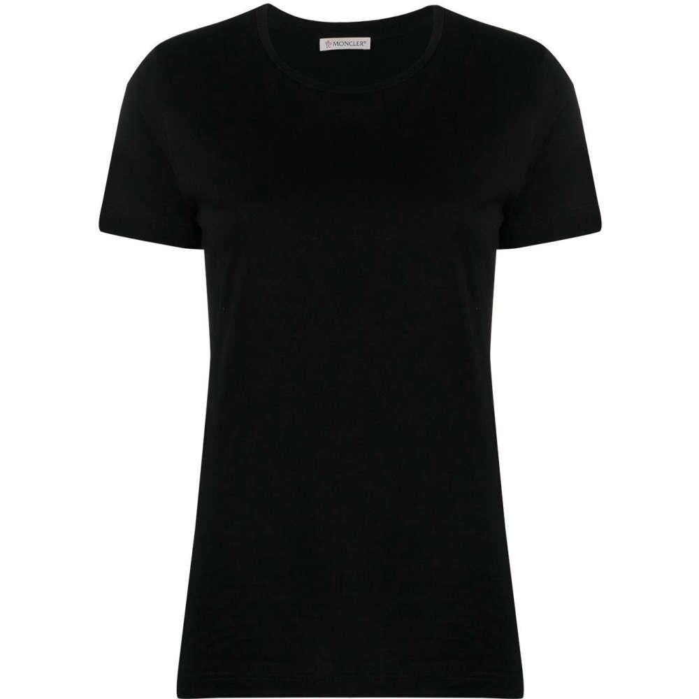Moncler Logo Patch Black Short Sleeve T-Shirt for Women