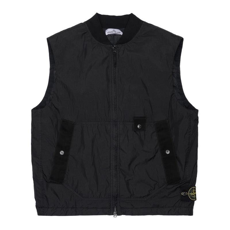 STONE ISLAND Crinkle Reps Nylon Down Puffer Vest Black Men