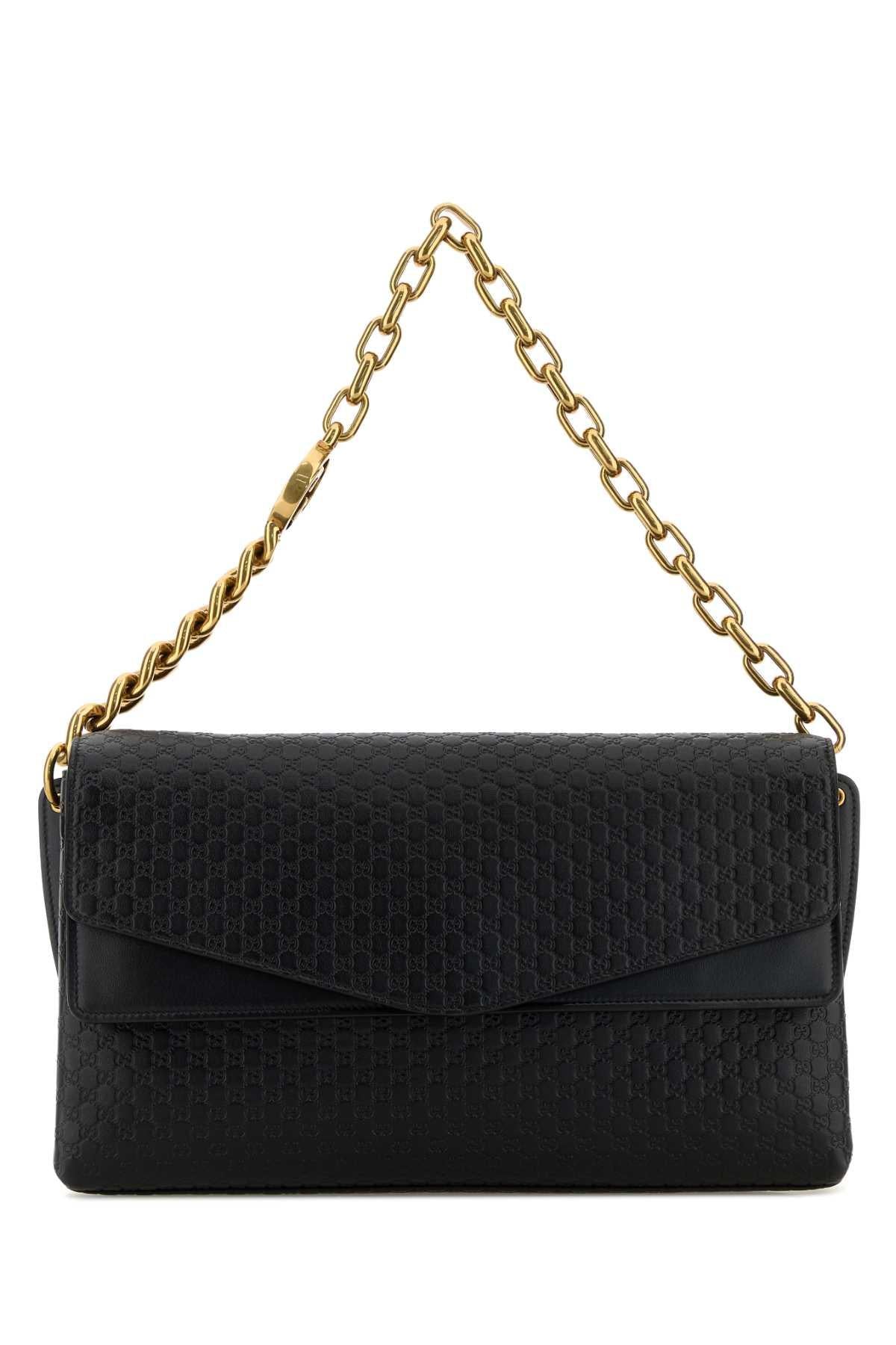 GUCCI Black Leather Shoulder Bag