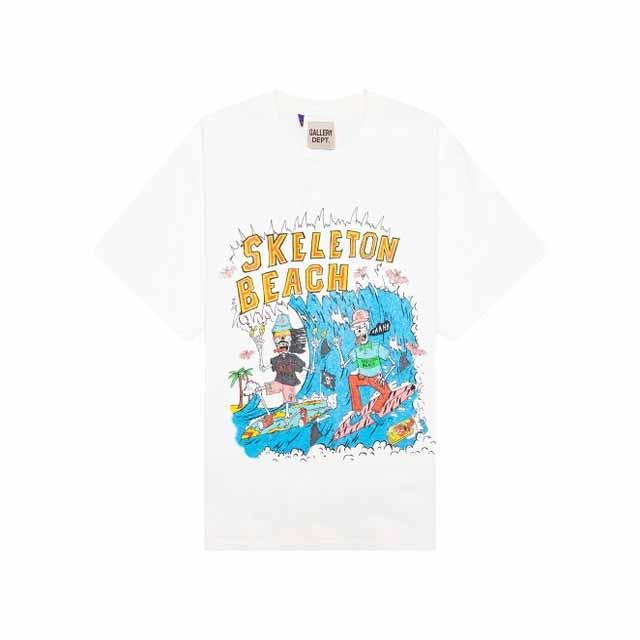 GALLERY DEPT. Skeleton Beach Surf Graphic T-Shirt White Men SBST 10249