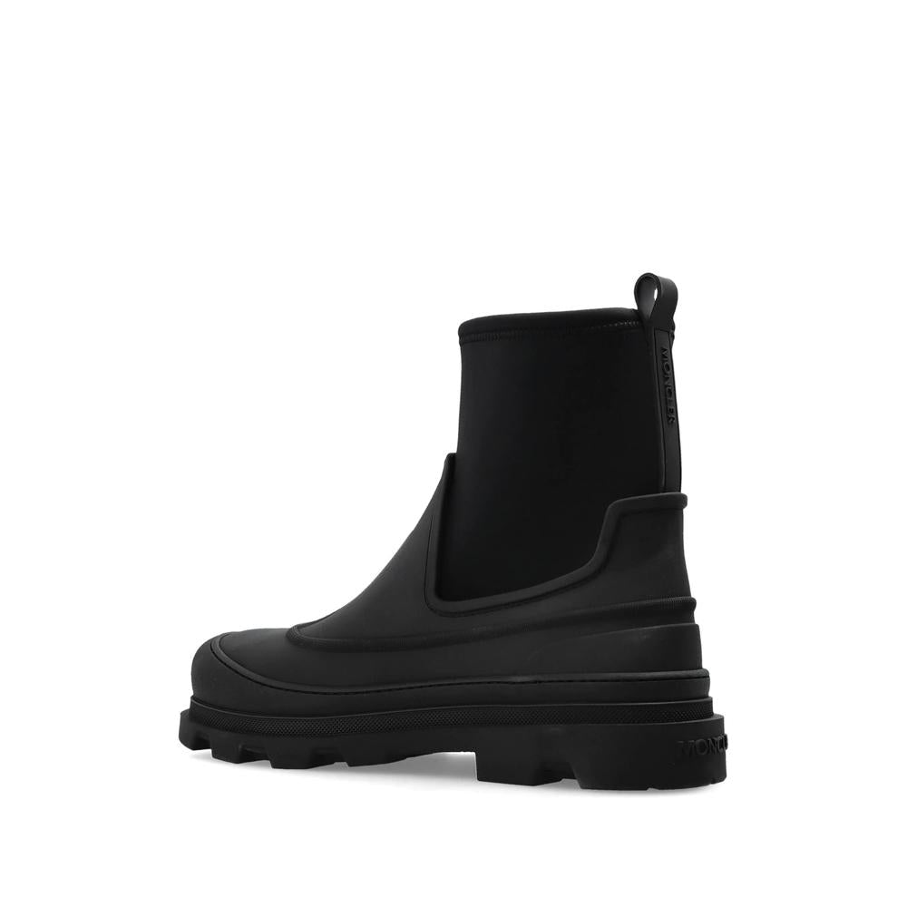 Moncler Black Leather Mid Ankle Boots for Men