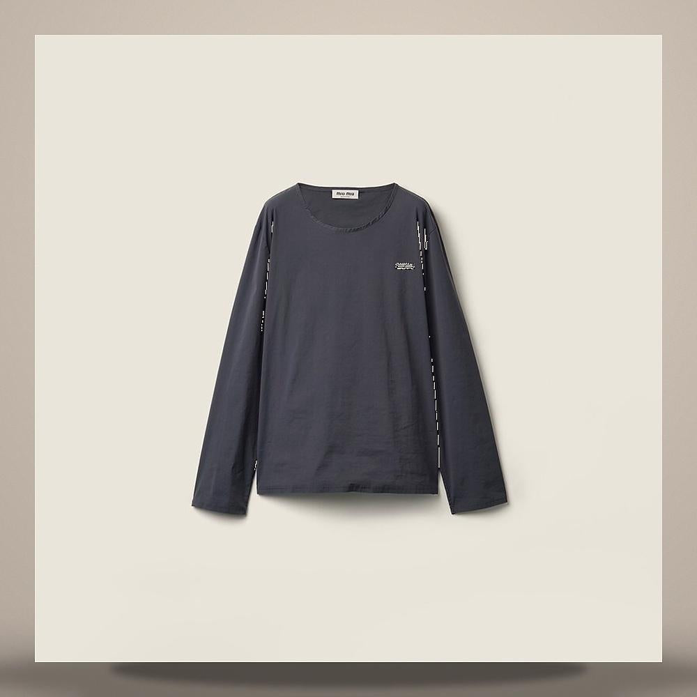 Miu Miu Stretch Poplin Top T-Shirt MT2283 6472 F063H